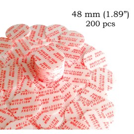 Pressure Sensitive Torque Activated Seals Cap Liners - 48 mm (1.89") -200 PCS -Made in USA- for Glass & Plastic Bottles & Containers - No Induction Sealer Needed