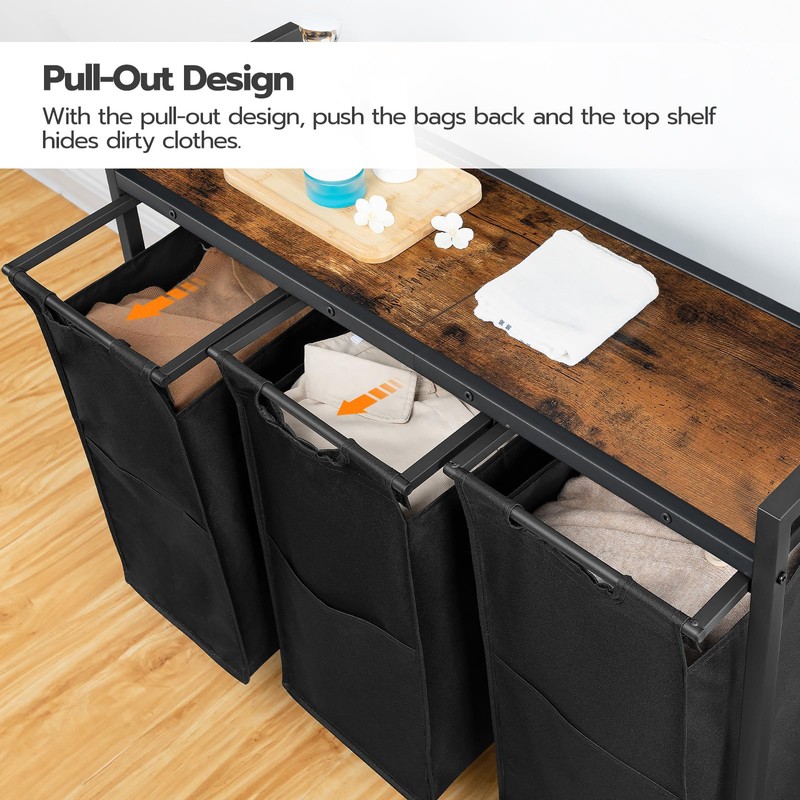 HOOBRO Laundry Sorter 3 Section, Laundry Hamper with Wheels, 3