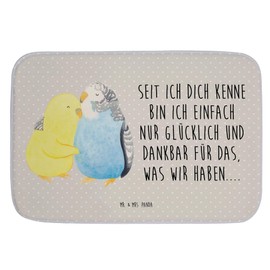 Mr. & Mrs. Panda Bath Mat Budgie Love - Gift, Marriage, Shower Mat, Love Gift, Happy, Confidence, Closeness, Birds, Engagement