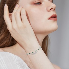 Cosie Lily Infinity Bracelet Women's Birthstone 925 Sterling Silver Bracelet Infinity Sign Double Layer Heart Bracelet Women's Jewellery 925 Silver Birthday Gift for Women Girlfriend Mum, Sterling