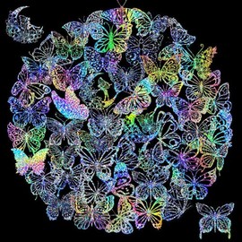 Pegatina de Mariposa de Brillo Holográfico, 100 Piezas Calcomanía Decorativa Transparente Impermeable de Mariposa, Láser Colorido Pegatinas para Stickers para Laptop, Monopatines, Taza de Agua