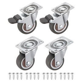 PATIKIL 2" Swivel Caster Wheels, Chrome-Plated Top Plate TPR Silent 360° Wheel with Screws Total Load Capacity 165 Lbs for Furniture Workbench Trolley (2 with Brake, 2 Without)