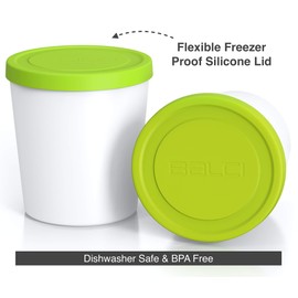 BALCI - Premium Ice Cream Containers (2 Pack - 1 Quart Each) Perfect Freezer Storage Tubs with Lids for Ice Cream, Sorbet and Gelato! - Blue
