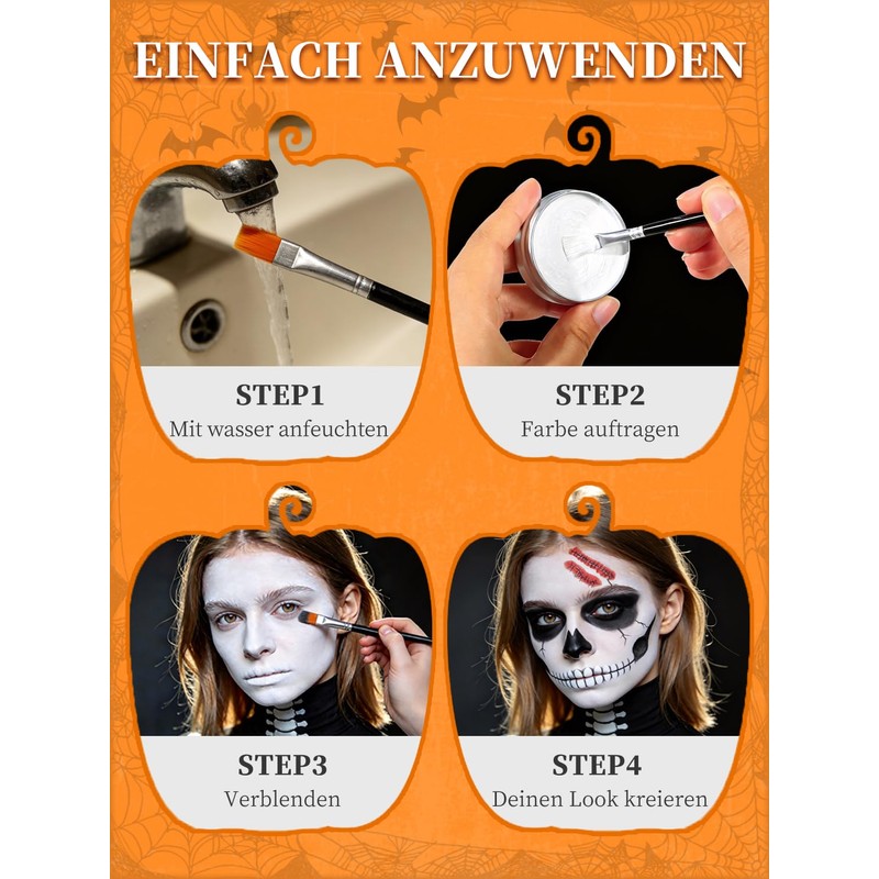 Oiomniv Halloween Make-Up Black White Set Carnival Make-Up Face Paint