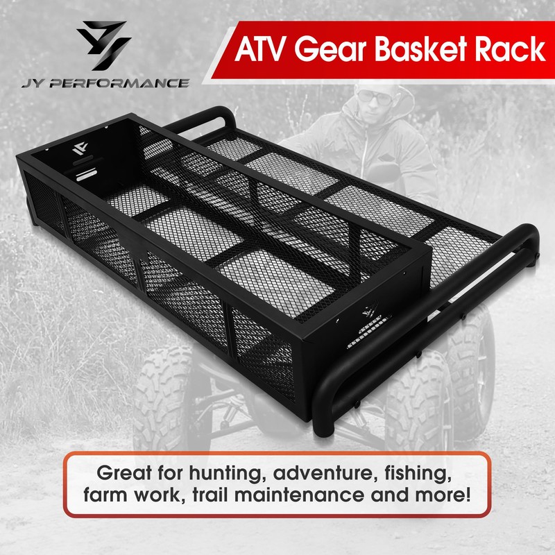 JY Performance ATV Rear Cargo Basket, Universal ATV Racks and