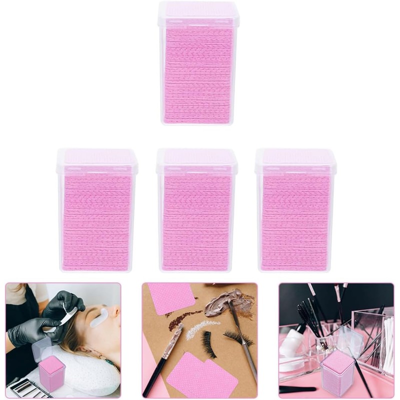 Toallitas de Limpieza para Pegamento de Pestañas Rosa, 4 Cajas