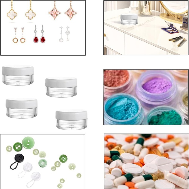 Transparent Empty Containers, 4 Pieces Cream Jars, Mini Tins, Cosmetic