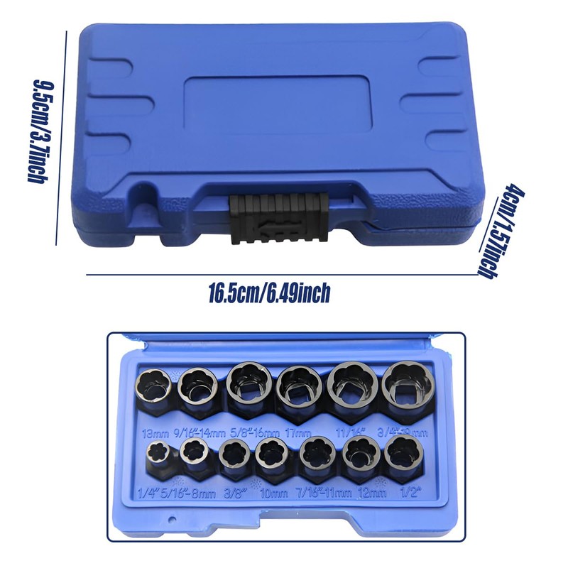 AIMALL 13 Piece Impact Bolt & Nut Remover Set, Extractor