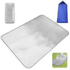 Silver Mat, For Camping, 78.7 x 78.7 inches (200 x 200 cm), Double-sided, Aluminum Vaporized, Disaster Prevention, Waterproof, Thermal, Insulated, Leisure Sheet, Picnic, Sleeping Bag, Sleeping Bag Included