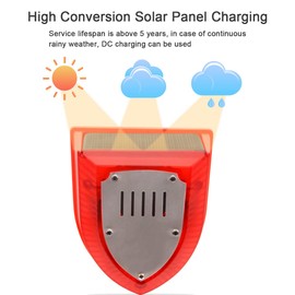 Solar Water Level Alarm, Dual Probe High/Low Water Sensor, 129dB Adjustable Strobe Alarm, Tank/Fountain, Swimming Pool etc. Water Level Detector, 5 Meter Cable, IP55 for Indoor/Outdoor