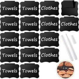 Dorischen 16 Pack Basket Labels Clip 2 White Pen,Removable Clip Label Holder, Reusable Tag Stickers for Pantry Organization and Storage Baskets Bin Labels