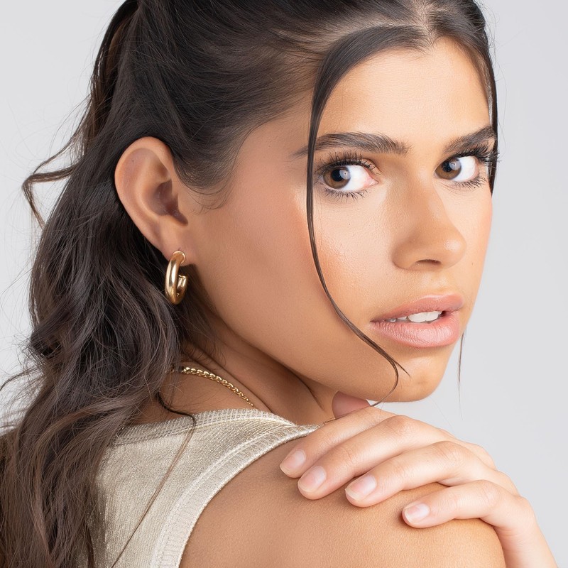 Barzel 18 Gold Plated Chunky Open Hoop Earrings for Women,