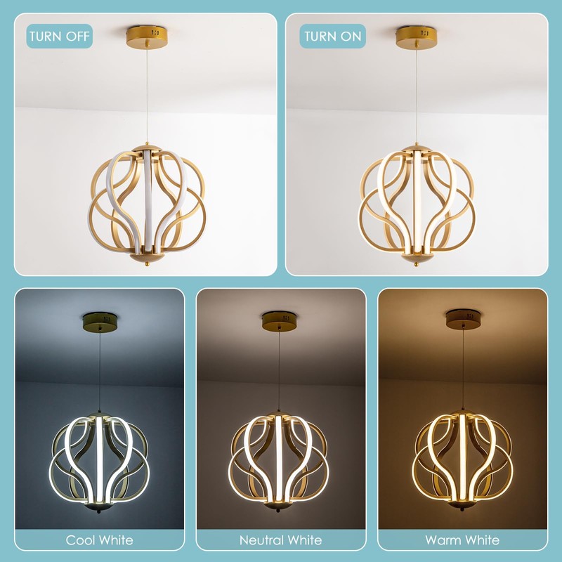 CHYING Modern LED Chandelier Remote Control 10-Light Gold Chandelier Dimmable