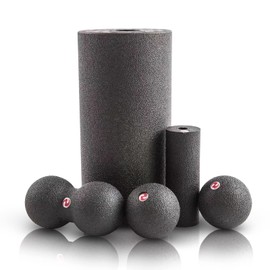 WONICER Fascia Roller, 5-Piece Yoga Foam Roller Set, Foam Roller, Massage Ball & Fascia Ball, Fascia Roller Spine for Effective Fascia Training of Back, Spine, Foot & Pilates (Black)