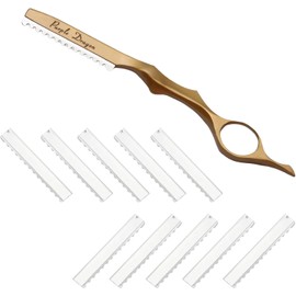 Lyyxjsltd Professional Hair Thinning Razor Set for Styling & Texturing, Hair Cutting Thinner with 10 Replacement Blades, Salon & Home Use (Gold)