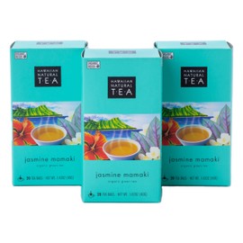 Hawaiian Natural Tea Organic Mamaki Jasmine Green Tea Blend - Antioxidant-Rich, Calming, Wellness Tea for Bedtime & Stress - Gift for Tea Lovers - 60 Tea Bags