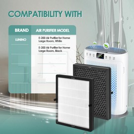 3-Pack E-200 H13 HEPA Filter Replacement Kit Compatible with LUNINO Air Purifier Replacement Filter DSHAAPO04FE for LUNINO Air Purifier E-200, 3-in-1 Filtration, 3 H13 HEPA Filter & 9 Aromatherapy Pad