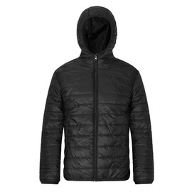 MADHERO Mens Packable Puffer Jacket Lightweight Water-Resistant Quilted Puffy Outerwear Hooded Black Size M