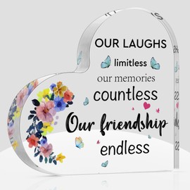 Friendship Gifts for Women, Friend Gifts for Women, Acrylic Heart Plaque Gifts for Friend, Birthday Gifts for Friends, Valentines Gifts for Women, Cute Paperweight Keepsake Decor