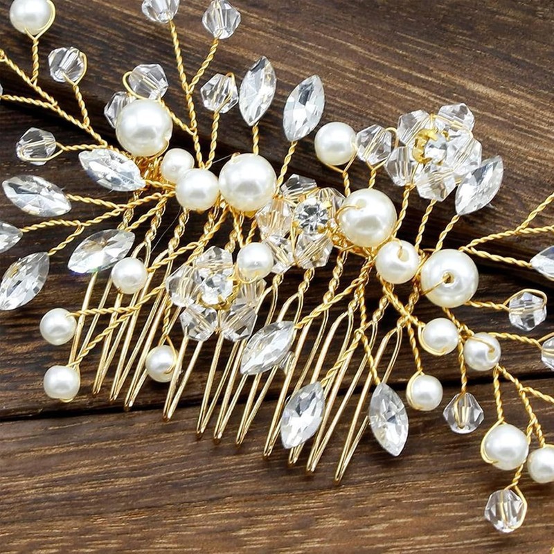 Accesorios para El Cabello Mujer, Cristal Blanco, Oro Rosa