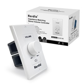 Herdio 100W Volume Control Knob for Speakers, Flush in Wall Volume Controller with 3 Independent Plate, Precise Sound Adjustment with 12-Position, Wide Compatibility for Home Audio Volume Adjustment