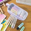 Large Clear Mesh Pencil Case Pouch, 2 Compartment Pen Bag