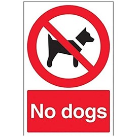 V Safety 54009AU-R No Dogs Prohibition Sign (Red) - Portrait - 200mm x 300mm - 1mm Rigid Plastic, Black/Red