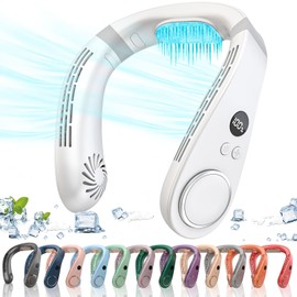 Neck Air Conditioner,5500mAh Neck Fan Rechargeable Battery Operated Metal Cooling Plate AC Cooler,Personal Portable Neck Fans that Blow Cold Air,Bladeless Quiet Wearable Hangs around Neck Device White