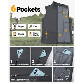 Outdoor Ventures Men's Windproof Softshell Vest Outerwear Lightweight Sleeveless Jacket for Running Golf Hiking Travel