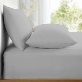 Appletree Silver Super King Fitted Sheet - 182 x 200 x 28cm - Plain Bedding - Light Grey Super King Bed Sheet - Soft & Luxury 100% Cotton