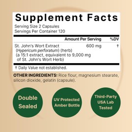 NatureBell St Johns Wort 9,000mg Per Serving, 240 Capsules | 15:1 Herbal Extract, North American Harvest, Rich in Hypericin – Positive Mood Support Supplement – St. John’s Wort – Non-GMO