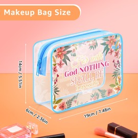 Gfhzdmf Christian Gifts for Women Clear Makeup Bag Bible Verse Luke 1:37 Gifts Inspirational Religious Present for Her Cosmetic Bag Faith Encouragement Present Friendship Birthday Prezzie for Sisters