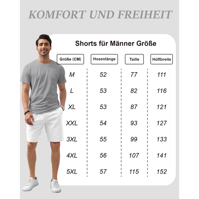 Hmiya Men's Summer Chino Shorts, Cotton, Elastic Waist with Pockets,