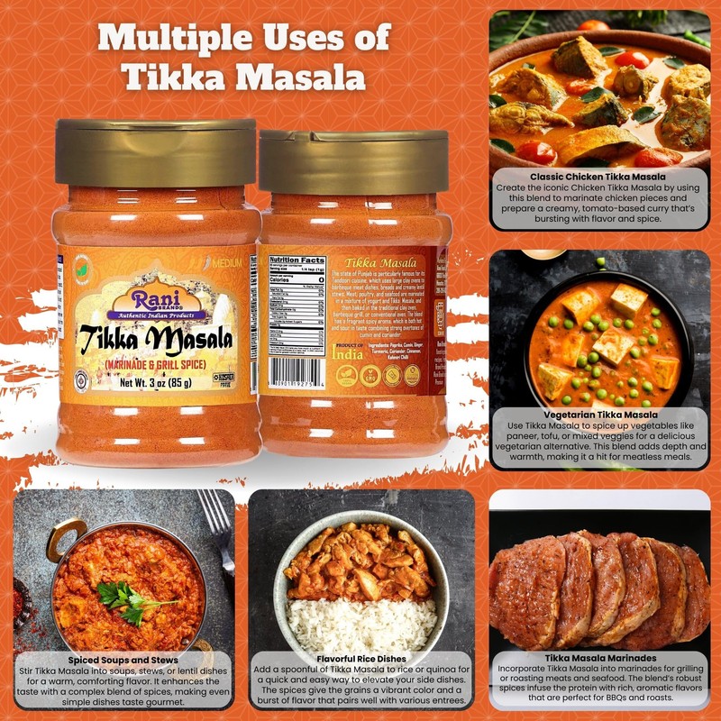 Rani Tikka Masala Indian 7-Spice Blend 3oz (85g) PET Jar