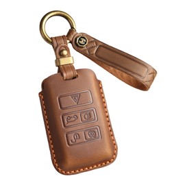 ontto Car Key Case Cover Key Fob Fits Jaguar XE XF XJ XFL XEL XJL E-Pace F-Pace I-Pace F-Type for Key Box Key Case Genuine Leather Key Case 5 Buttons B Brown