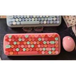 Mofii CANDY Keyboard Mouse Combo Wireless 2.4G Mixed Color 84 Key Pink