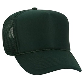 OTTO Polyester Foam Front 5 Panel High Crown Mesh Back Trucker Hat - Dk. Green
