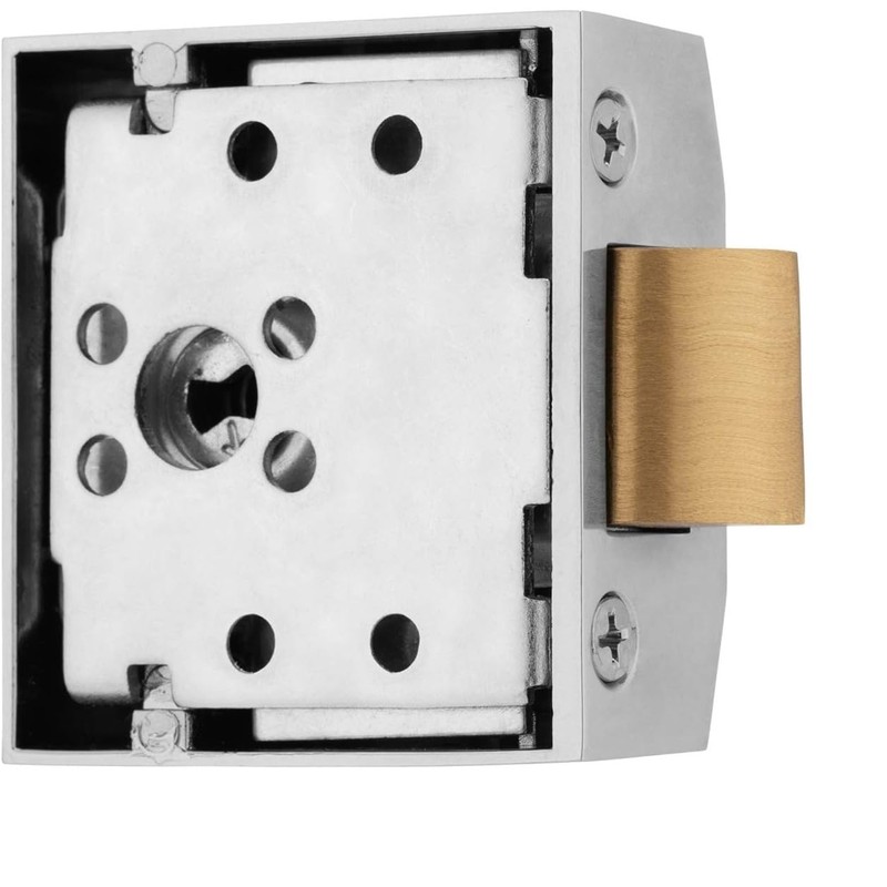 Narrow Deadlocking Night Latch 40mm, Complete with Rim Cylinder and
