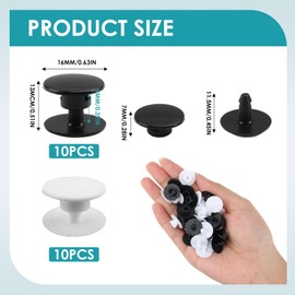 SMCEHEYA Plastic Rivets, 20pcs Strap Rivets, Plastic Shoes Charm Button Replacement Parts for Garden Shoe, for Any Shoes with Holes, Boots, Wristband Accessories, black and white(16mm)