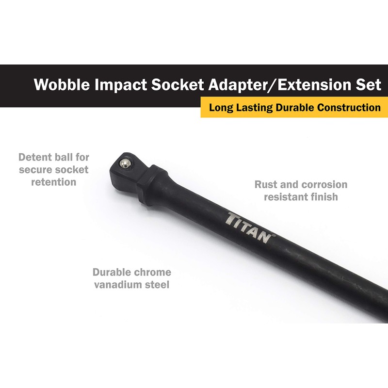 Titan 49003 2-3/4" Impact Wobble Socket Adapter Set - 3Piece