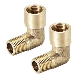 sourcing map Brass Pipe Fitting 90 Degree Elbow 1/8 PT Male X 1/8 PT Female 2pcs