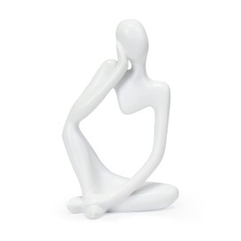 Lifexquisiter Mini Thinker Statue, Thinker Figurines Sculptures Home Decor, Modern Abstract Statue Ornaments for Living Room Bookshelf Desk Home Office Car Decorations, White