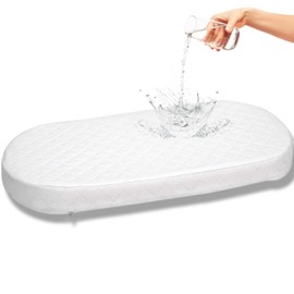 First Essentials Baby Bassinet Mattress Pad (Oval, 12X29 3-Inch) for Newborn Comfort Breathable Easy Clean Hypoallergenic Waterproof Made in USA