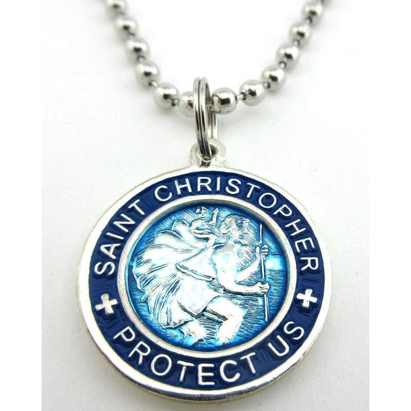 Baja Billy's St. Christopher Surf Medal Necklace Pendant, Protector of