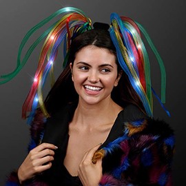 FlashingBlinkyLights Light Up Rainbow Hair Noodle Headbands (Set of 12)