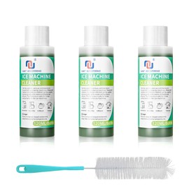 Ice Machine Cleaner and Descaler Refresh Water Dispensers Stainless Steel & Nickel Safe Ice Maker Cleaner 4 Oz 3 Packs Compatible w: Whirlpool, NUNET, Ecozy etc. w. Long Handle Brush (120z)