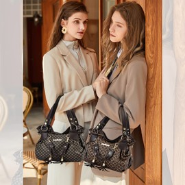 NICOLE & DORIS Women's Retro Shoulder Bag, Soft PU Leather, Retro Shopper Bag, Hobo Handbag, Large Shoulder Bag, Printed Carry Bag for Everyday, School, Travel, butterfly curry, Retro