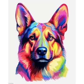 XTXGERL Pet Dog Themed Painting by Numbers, German Shepherd Animal Dog, Paint by Numbers for Gift Home Wall Decor, 40x50cm, Without Frame