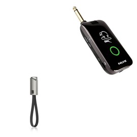 BoxWave Cable Compatible with NUX Mighty Plug - USB Type-C Keychain Charger, Key Ring USB Type-C to Type-A 8 in USB Cable - Jet Black