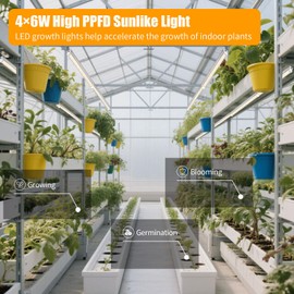 JhauvMw T5 1FT 0.3M 6W×4 Warm Light 3000K Grow Light Tubes,Full Spectrum LED Grow Lights,6W Energy Efficient,Plug & Play,for Hydroponics/Soil Seedlings Vegetables Herbs Flower (4 Packs)